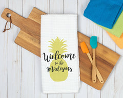 Pineapple Welcome Personalized Dish Towel