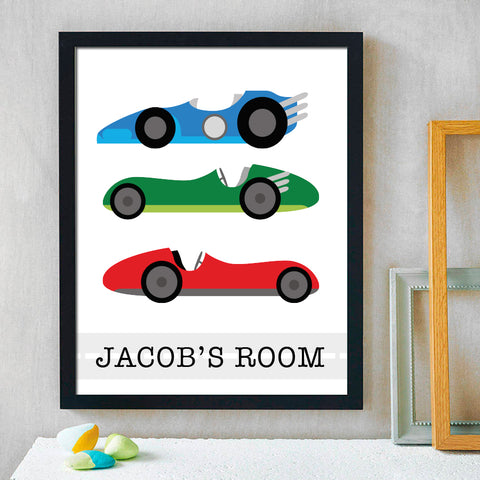 Boys Personalized Car Print