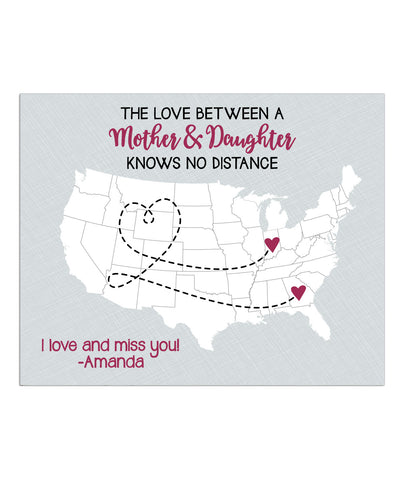 Mother Distance Map Print - Hypolita Co.