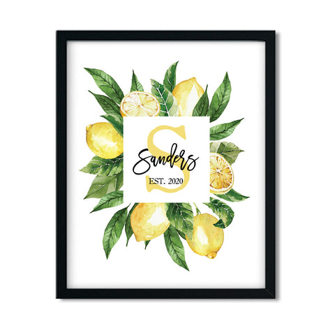 Personalized Lemon Monogram Print