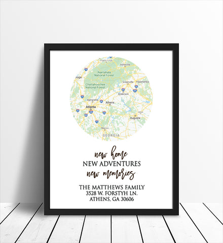 Personalized New Home Map Print