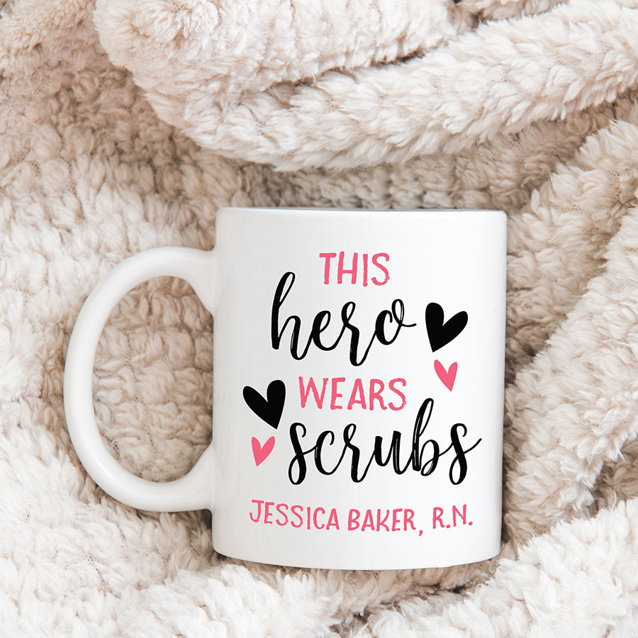 This Hero Wears Scrubs Personalized Mug