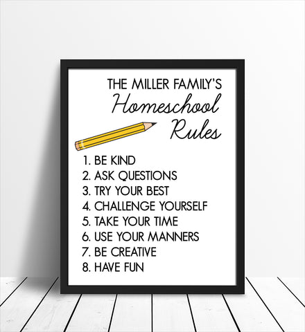 Homeschool Rules Personalized Print