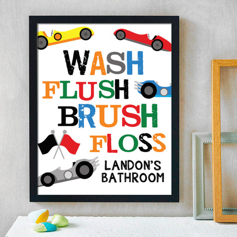 Kids Race Car Bathroom Print