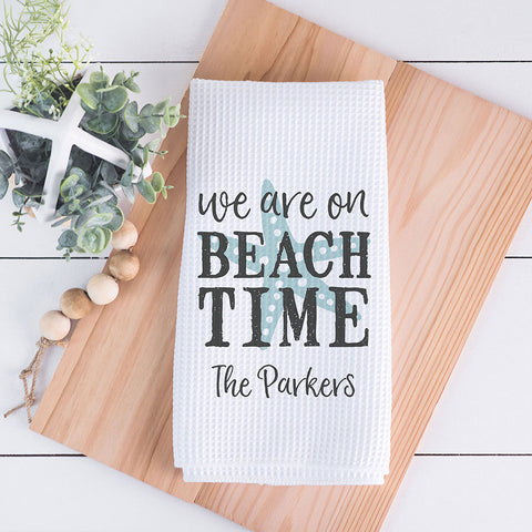 Beach Time Waffle Weave Dish Towel