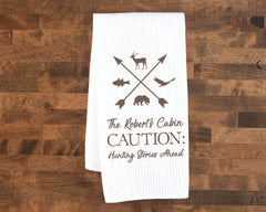 Hunting Stories Ahead Custom Dish Towel