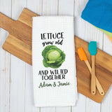 Lettuce Grow Old Together Waffle Weave Dish Towel
