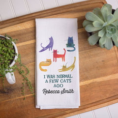 I Was Normal Cats Ago Waffle Weave Dish Towel