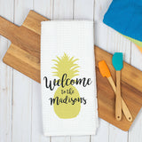 Pineapple Welcome Personalized Dish Towel