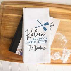 Relax Lake Time Waffle Weave Dish Towel