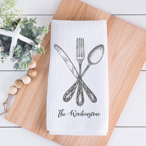 Silverware Trio Personalized Dish Towel